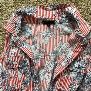 Striped floral print flowy summer dress with and expandable waste